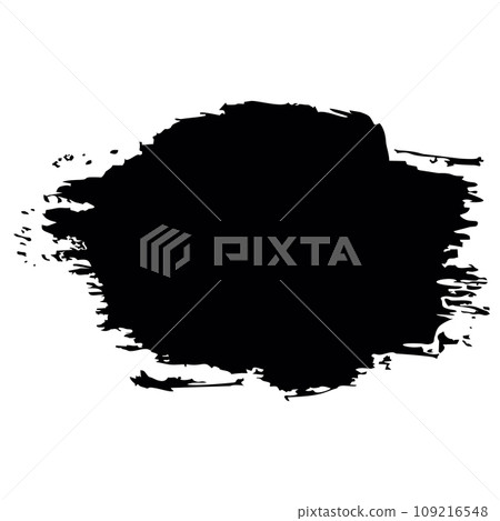 Round grunge background for text. Black brush vector strokes. Smear of ink paint on a white background. For banner and postcard design. 109216548