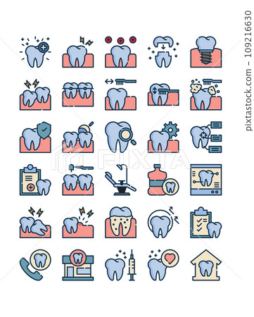teeth and gum filled outline icon set teeth and gum filled outline icon set 109216630