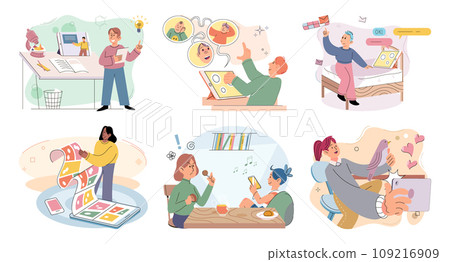 Child with tablet. Vector illustration. Using digital tablet enables person to have more connected and interactive lifestyle The internet provides vast repository information for kids to learn 109216909