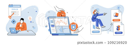 Information security vector illustration. Effective information security management involves regular monitoring and updating security measures Robust encryption technologies provide additional layer Information security vector illustration. Effective information security management involves regular monitoring and updating security measures Robust encryption technologies provide additional layer 109216920