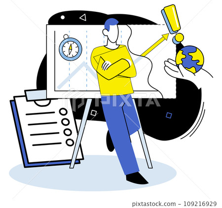 Business analytics vector illustration. Statistics provide objective measures for analyzing performance Planning is crucial for achieving business goals Technology investments drive business Business analytics vector illustration. Statistics provide objective measures for analyzing performance Planning is crucial for achieving business goals Technology investments drive business 109216929