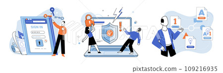 Database security vector illustration. Personal data should be protected within secure database systems The security databases is vital for maintaining data confidentiality Archive systems play 109216935