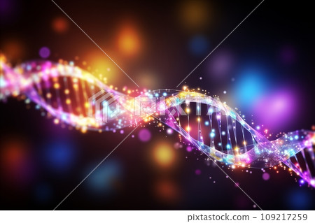 Futuristic Neon DNA Structure - Abstract Technological Background for Science and Genetics 109217259