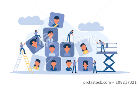 Blue building symbolizes the growth and achievement of a company, representing the strategic management and decision making process that leads to success vector illustration 109217321