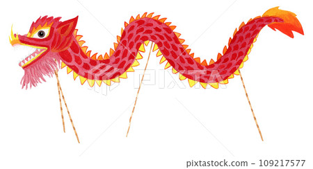 Chinese dragon isolated, hand drawn watercolor illustration set. 109217577