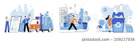 Clean city. Vector illustration. By embracing green technology and sustainable infrastructure, city pavesway for cleaner and greener future Recycling isintegral part of clean citys waste management 109217836