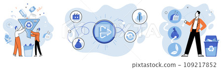 Waste disposal. Vector illustration. Safety is paramount in waste disposal, particularly when dealing with hazardous materials It involves following protocols and guidelines to protect individuals Waste disposal. Vector illustration. Safety is paramount in waste disposal, particularly when dealing with hazardous materials It involves following protocols and guidelines to protect individuals 109217852