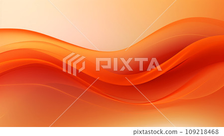 Abstract orange satin waves design with smooth curves and soft shadows on clean modern background. Generative AI 109218468