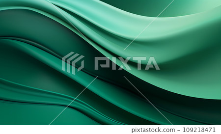 Abstract elegant sea green waves design with smooth curves and soft shadows on clean modern background. Generative AI 109218471