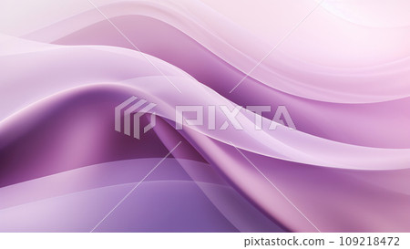 Abstract silk lavender violet waves design with smooth curves and soft shadows on clean modern background. Generative AI 109218472
