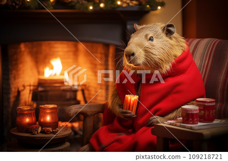 Capybara dressed as Santa Claus Capybara dressed as Santa Claus 109218721