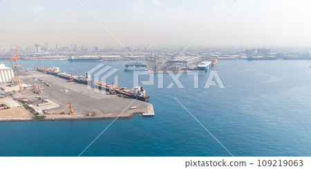 Jeddah Islamic Seaport aerial view on a sunny day 109219063