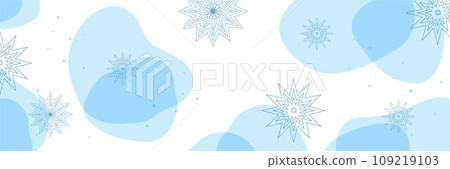 Winter horizontal banners. Vector background. Snowflakes, dots, transparent shapes. Winter horizontal banners. Vector background. Snowflakes, dots, transparent shapes. 109219103