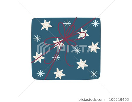 Christmas gift box with ribbon and bow vector illustration, Merry Christmas and Happy New Year festive traditional winter holiday decor, ornament for poster, greeting card, sticker Christmas gift box with ribbon and bow vector illustration, Merry Christmas and Happy New Year festive traditional winter holiday decor, ornament for poster, greeting card, sticker 109219403