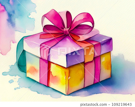 Gift box with ribbon, holiday surprise. Generative AI 109219643
