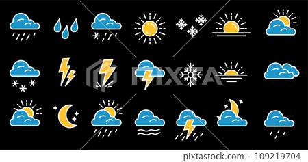 sun rain snow. moon cloud Luna. blue yellow 109219704