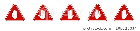 Stop hand road triangle sign vector Stop hand road triangle sign vector 109220034