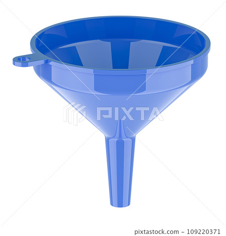 Blue plastic funnel, 3D rendering Blue plastic funnel, 3D rendering 109220371