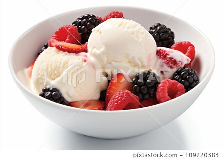 Scrumptious Ice Cream Delight with Juicy Fresh Berries - A Tempting Summer Treat 109220383