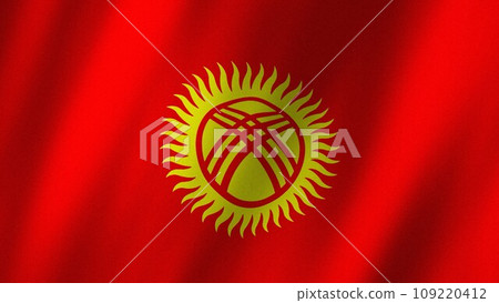 Kyrgyzstan flag waving in the wind. Flag of Kyrgyzstan images Kyrgyzstan flag waving in the wind. Flag of Kyrgyzstan images 109220412