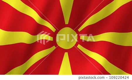 North Macedonia flag waving in the wind. Flag of North Macedonia images 109220424
