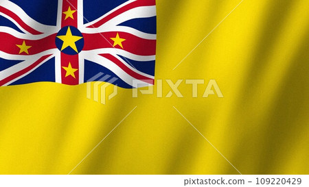 Niue flag waving in the wind. Flag of Niue images 109220429