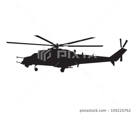 Military helicopter silhouette vector graphic Military helicopter silhouette vector graphic 109220762