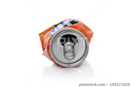 Crumpled aluminum can with sweet carbonated drink Fanta Crumpled aluminum can with sweet carbonated drink Fanta 109221020