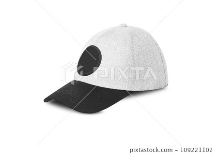 Grey baseball cap. Sports hat with visor isolated on a white 109221102