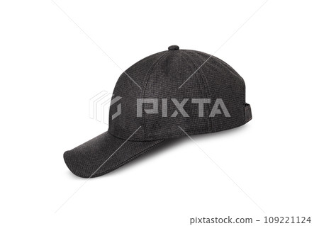 Black baseball cap. Sports hat with visor isolated on a white 109221124