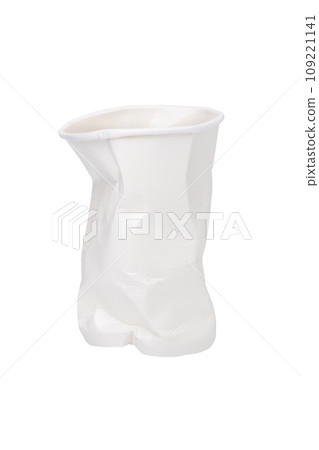 Crumbled White paper coffee cup on white 109221141