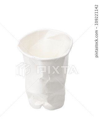 Crumbled White paper coffee cup on white 109221142