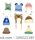 Cartoon knitted hat clothes Merry christmas new year seasonal warm wool hats set. 109221185