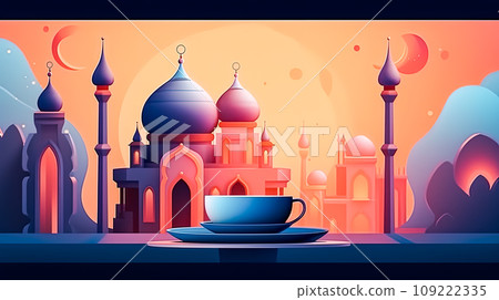 Ramadan Mubarak wishes echo under the night sky 109222335