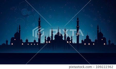 Ramadan radiance, A mosque bathed in warm hues Ramadan radiance, A mosque bathed in warm hues 109222362