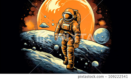 Astronaut in mid flight, suspended amidst the stars 109222541