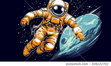 the astronaut gracefully soars across a stunning alien landscape 109222702