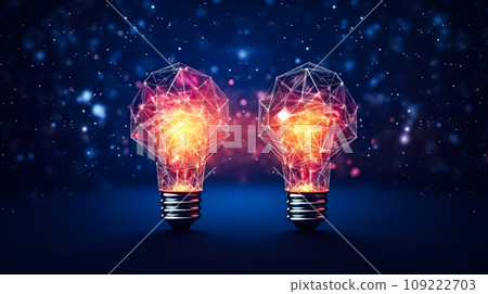 A radiant light bulb against a colorful backdrop 109222703