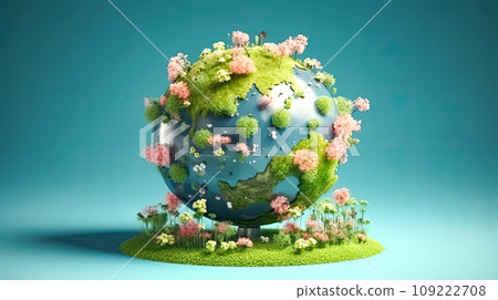A green world covered in trees and grass 109222708