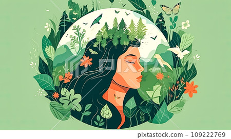 Mother Natures avatar, A girl adorned in green 109222769