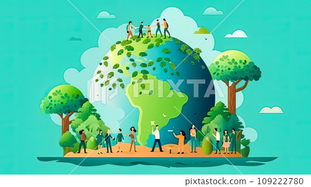 United for Earth, Diverse people against greenery United for Earth, Diverse people against greenery 109222780