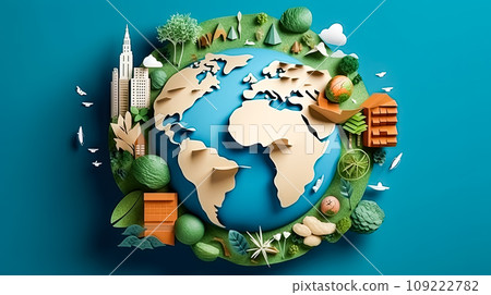 Earth adorned with trees and grass, a vibrant illustration of nature Earth adorned with trees and grass, a vibrant illustration of nature 109222782