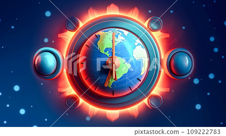 Earths time, Clock superimposed on the planet Earths time, Clock superimposed on the planet 109222783