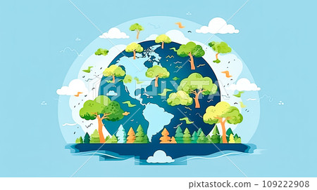 Earth Day joy, Our planet draped in green 109222908