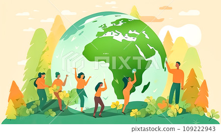 United for Earth, Diverse people against greenery United for Earth, Diverse people against greenery 109222943
