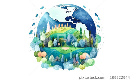 Natures triumph, Earth draped in greenery Natures triumph, Earth draped in greenery 109222944