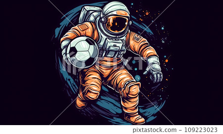 A cosmic match unfolds on Mars as an astronaut dribbles a football 109223023