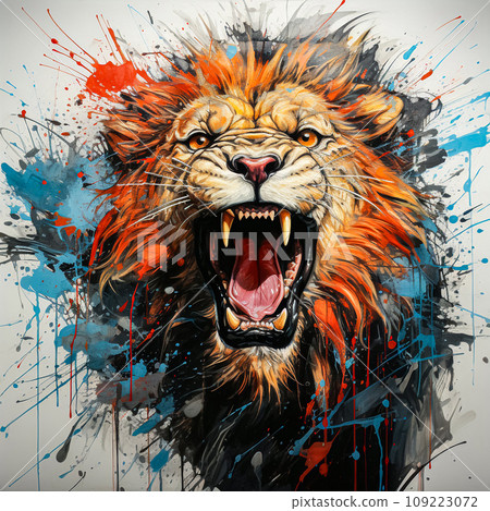 The Ferocity of Watercolor The grinning lion bares its teeth The Ferocity of Watercolor The grinning lion bares its teeth 109223072