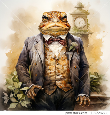 Business watercolor toad in elegant suits 109223222