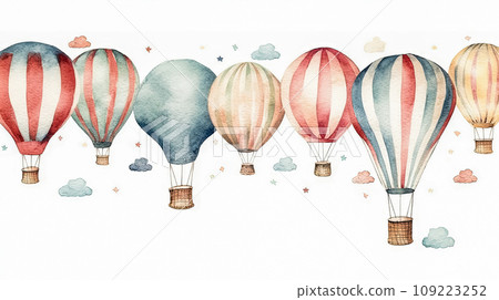 A majestic hot air balloon soars 109223252